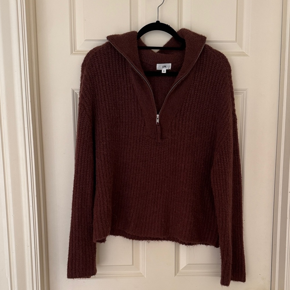 LPA Rich Brown Half-Zip Sweater